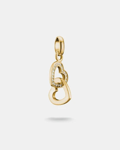 THOMAS SABO - Gold-Plated Double Heart Charm with White Zirconia