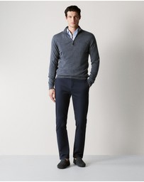 Trenery - Merino Half Zip Knit in Slate Blue