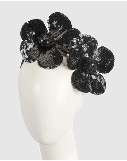 Max Alexander - Shiny Black Flower Fascinator