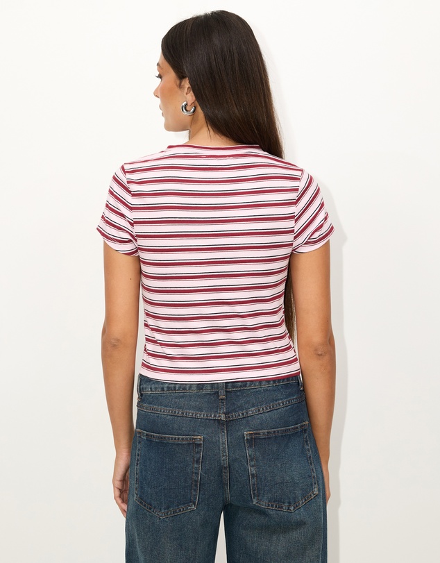 Dazie - Sophia V-Neck Stripe Tee