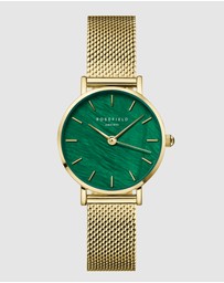 Rosefield - The Small Edit - Gold Mesh With Green Dial