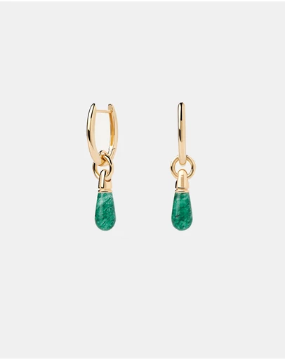 PDPAOLA - Green Aventurine Jupiter Hoop Earrings