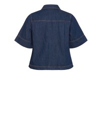 City Chic - Plus size Tiana Short Sleeve Cotton Denim Shirt - dark wash