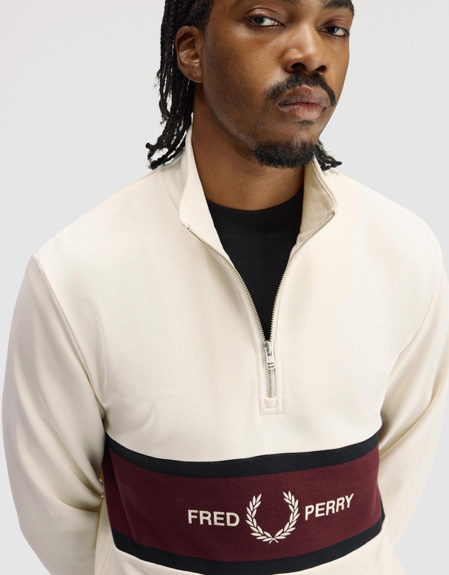 Fred Perry - Embroidered Panel Half Zip Sweatshirt