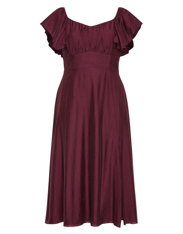 City Chic - Plus size Alisia Tie-Back Midi Dress - dark cherry