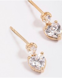 Lovisa - Gold Plated Sterling Silver Heart Cubic Zirconia Stud Earrings