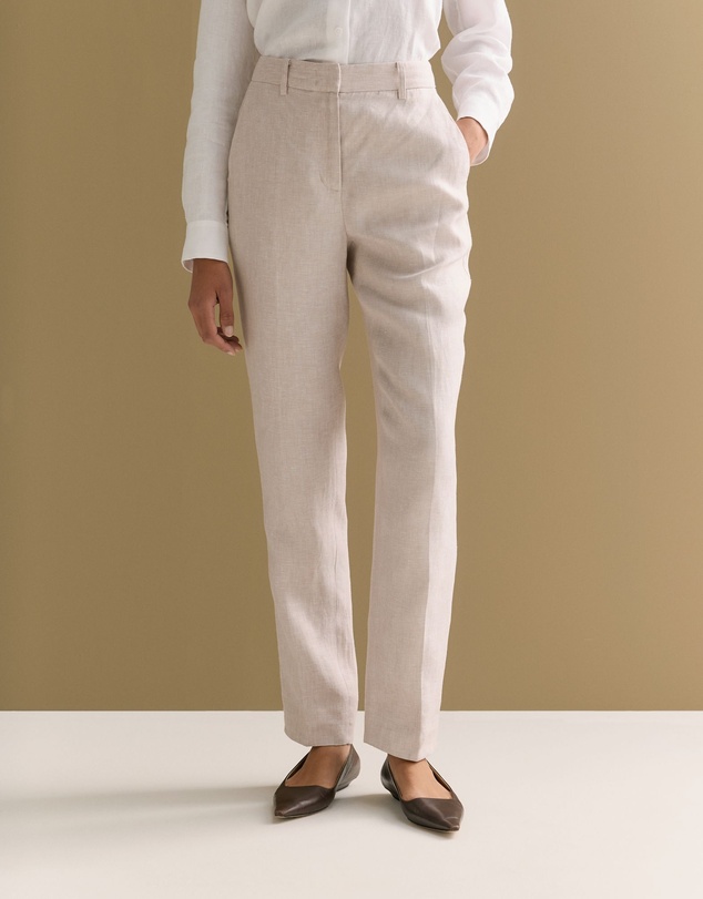 Trenery - Yarn Dyed Linen Tapered Trouser in Flax