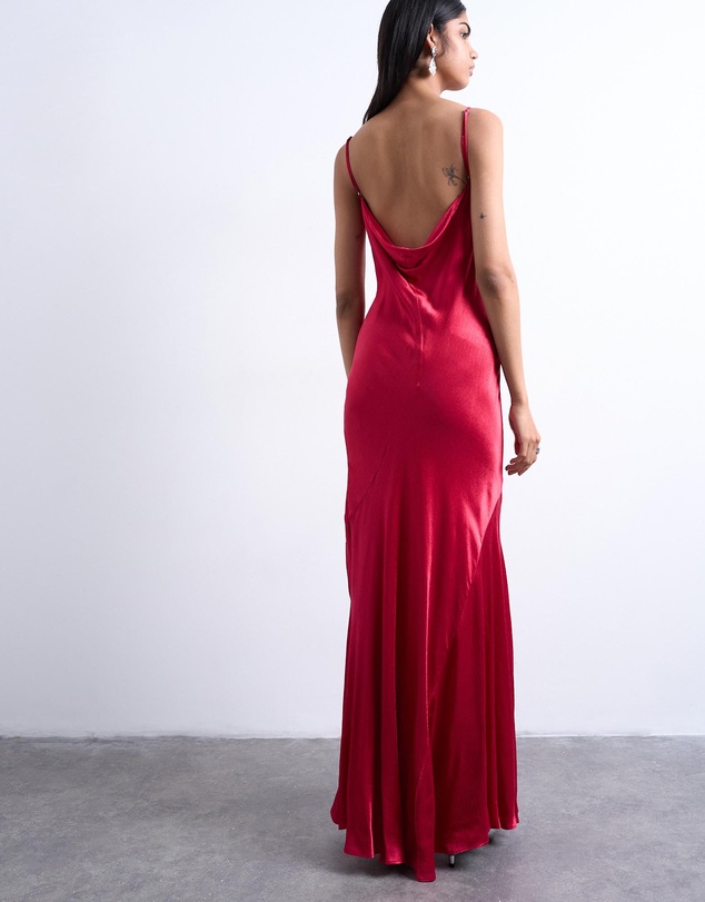 TOPSHOP - Folded Edge Satin Cami Slip Maxi
