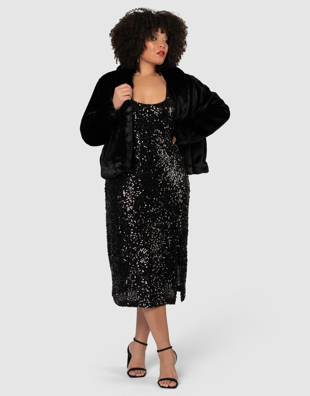 Pink Dusk by Curve Project - Desired Midi Sequin Dress