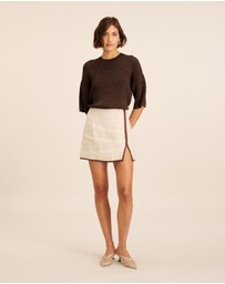 AERE - Linen Contrast Bind Mini Skirt