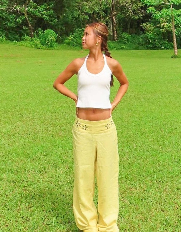 Beginning Boutique - Alamara Yellow Floral Detail Wide Leg Pants