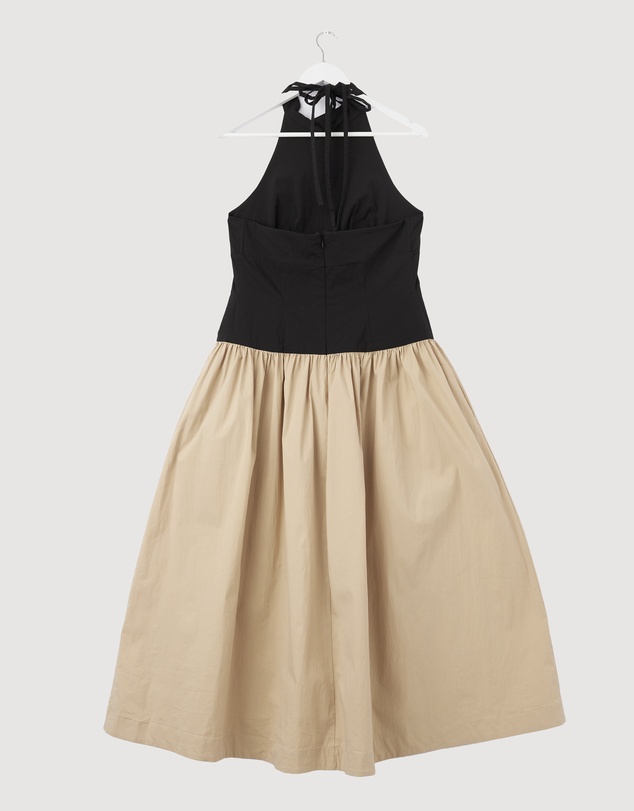 Revibe - Repaired Shona Joy Campbell Contrast Halter Neck Midi Dress - AU 12