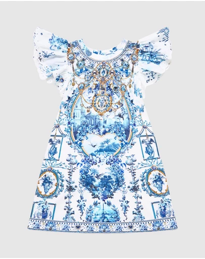 Camilla - Embroidered Sleeve Tee Dress - Kids