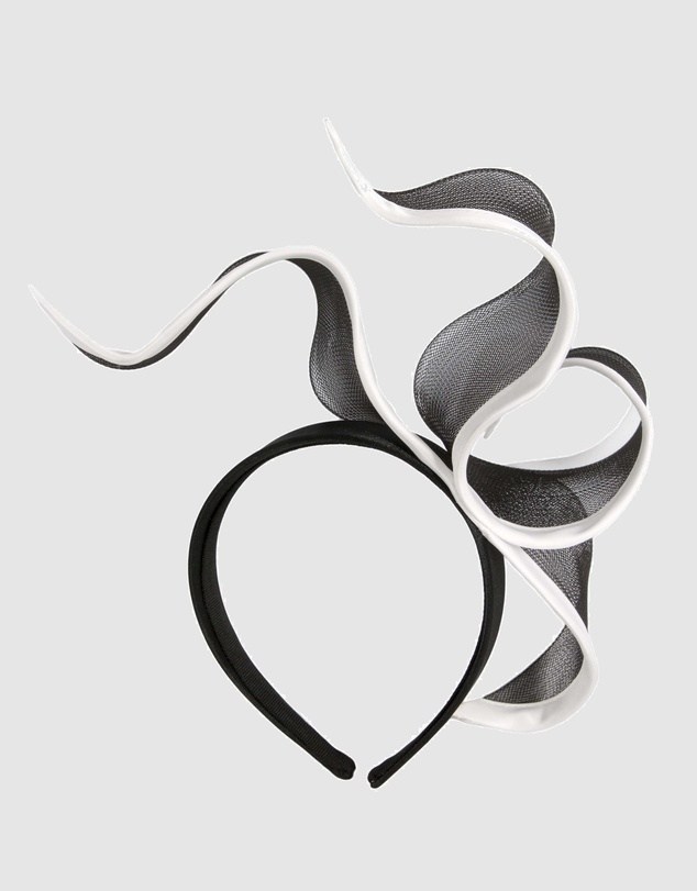 Fillies Collection - Bespoke Sculpted Black & White Racing Fascinator