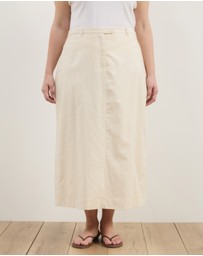 Atmos&Here Curvy - Heidi Linen Blend Midi Skirt