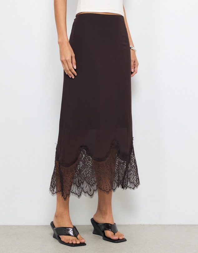 AERE - Alina Lace Trim Slip Skirt