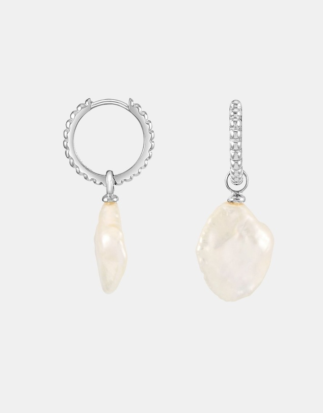 Dower & Hall - Women's Timeless Keshi Pearl Hoops In Sterling Silver
