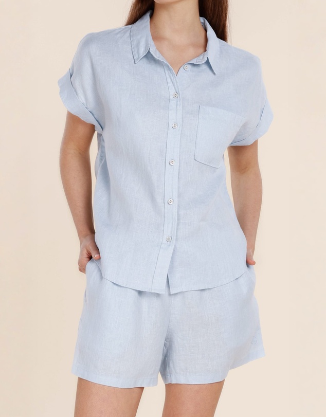 Gingerlilly - Charlotte Blue Linen Pyjama Set