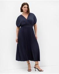 City Chic - Plus size Elia Pleat Dress - petrol