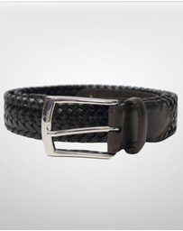 DENTS - Woven Leather Belt with Satin Nickel Buckle