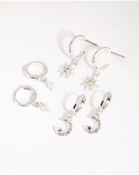 Lovisa - Silver Celestial Huggie Earring Pack