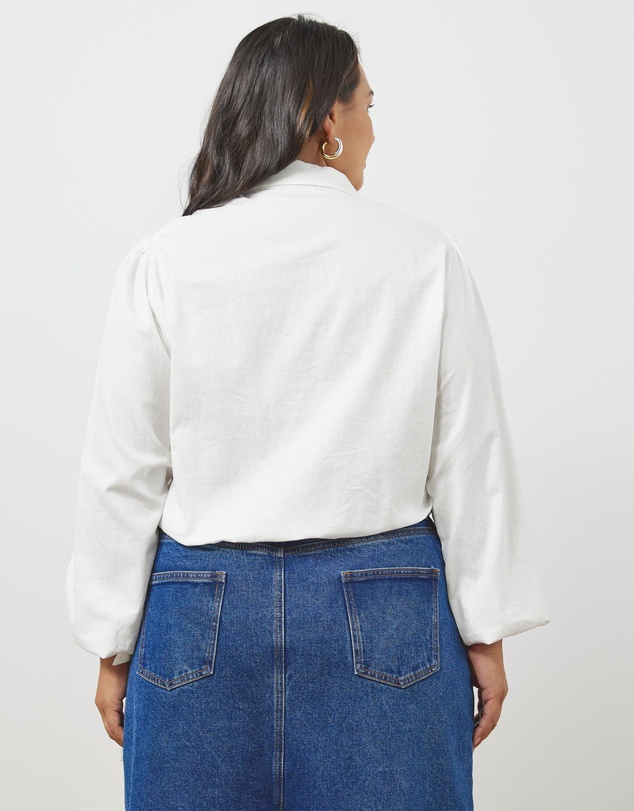 Atmos&Here Curvy - Tessa Linen Blend Shirt