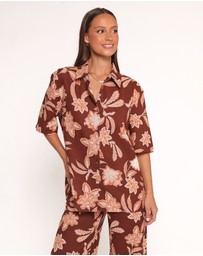 Petal & Pup - Samira Short Sleeve Shirt - Orange Floral