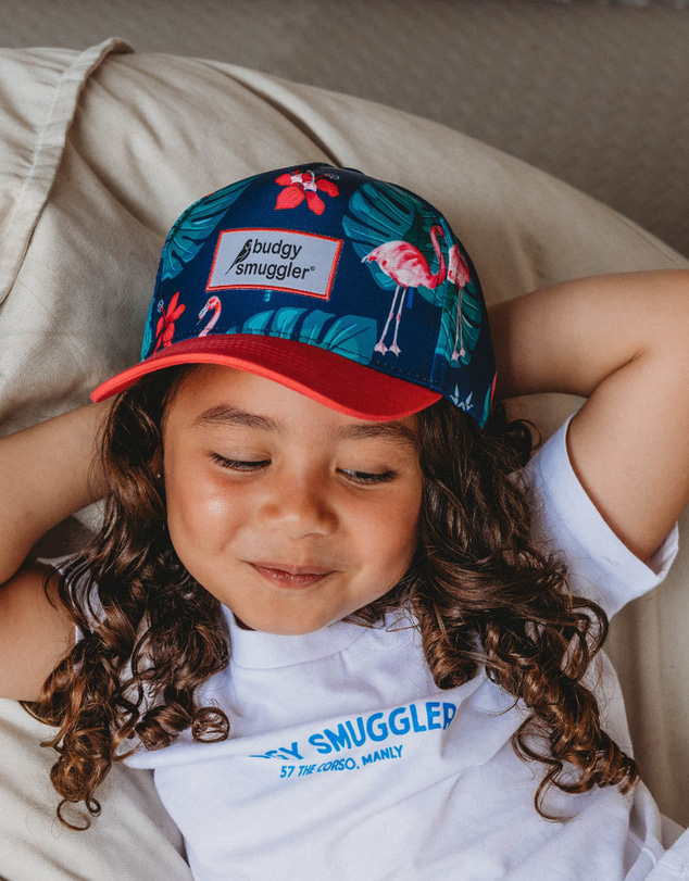 Budgy Smuggler - Kids Cap in Flamingos
