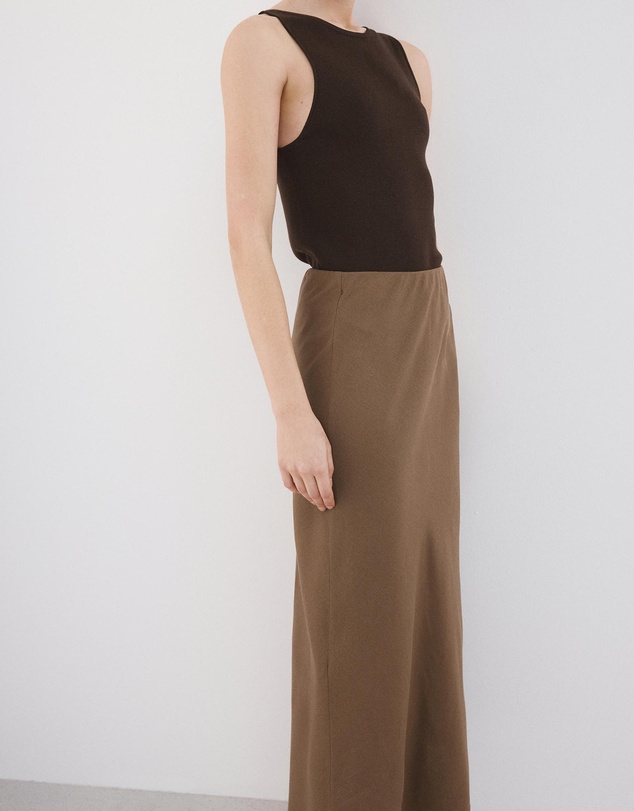 M.N.G - Linen-Blend Straight Skirt