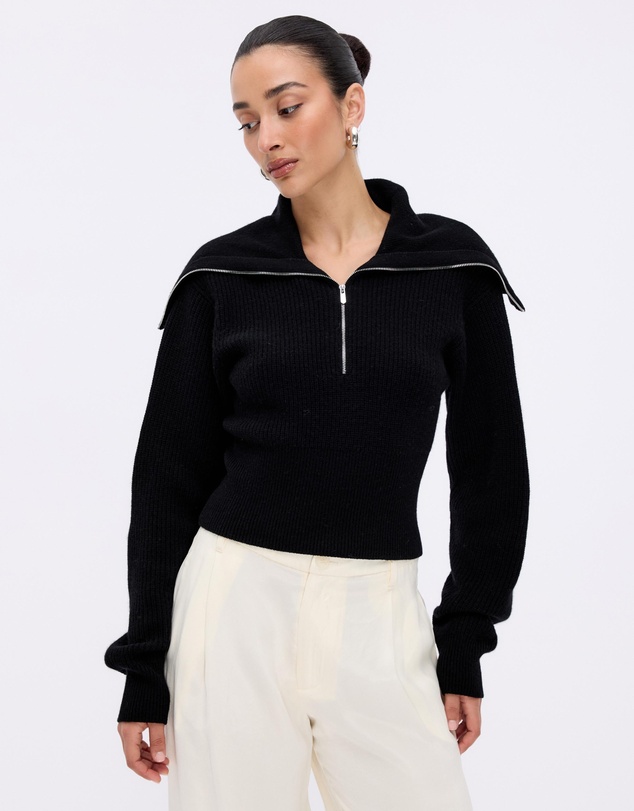 Minima Esenciales - Cyro Merino Wool Cashmere Blend Zip Knit Jumper