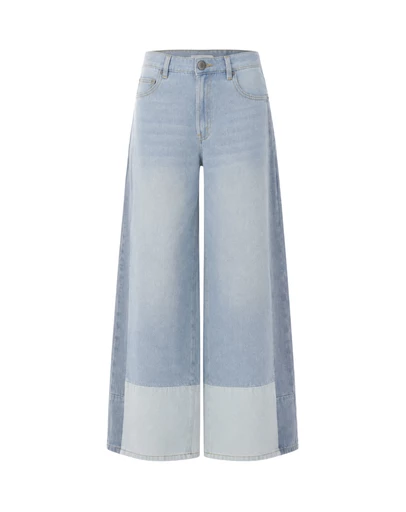 THE TALES - Farrah Wide Leg Patch-Worked Denim Jeans