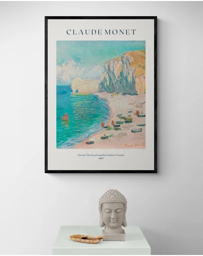 Inka Arthouse - The Beach and the Falaise d'Amont by Claude Monet Art Print