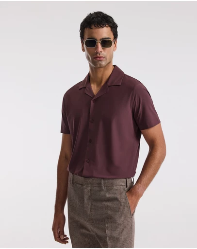 Calibre - Performance Cuban Collar Shirt Burgundy