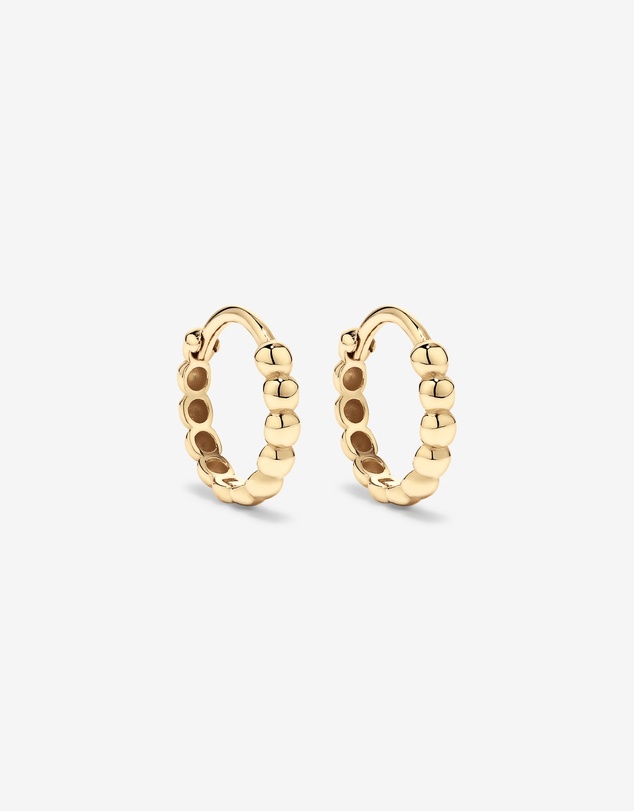 Michael Hill - 12mm Medium Beaded Huggie Earrings in 10kt Yellow Gold