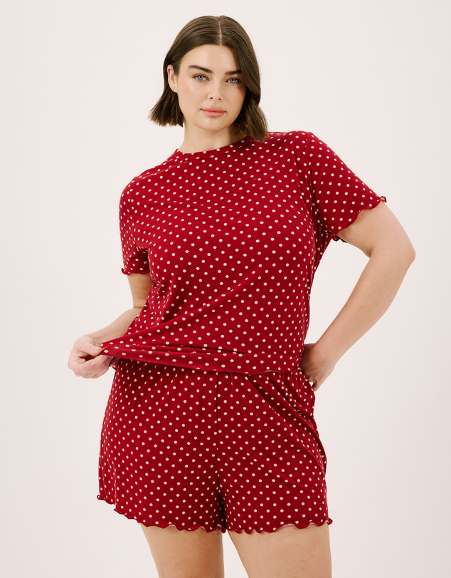 Atmos&Here Curvy - Polka Dot Short Sleeve T-Shirt Pyjama Set