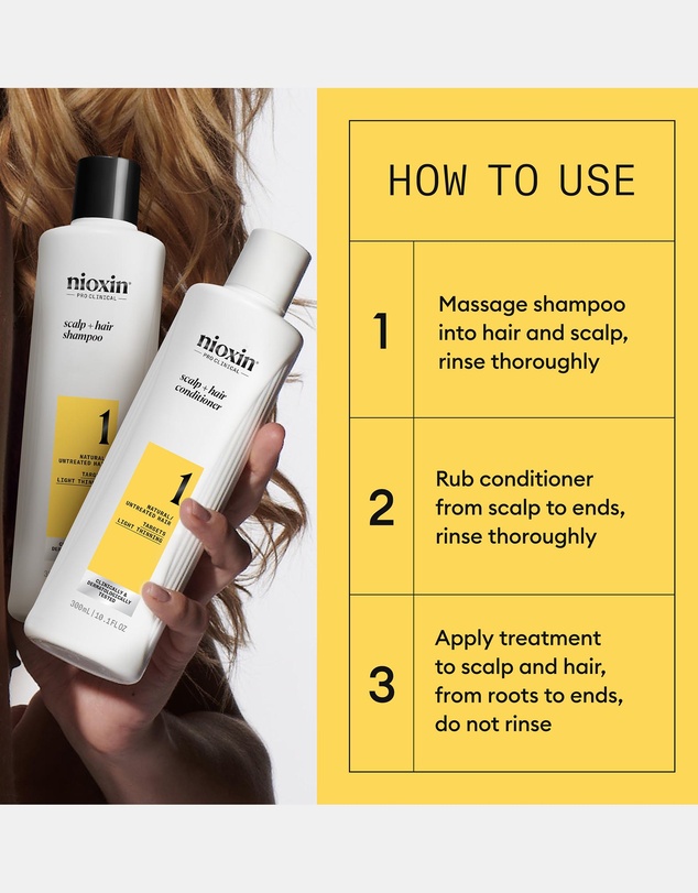 Nioxin - Nioxin Scalp + Hair Thickening System 1 - Hair Thickening System For Natural Hair With Light Thinning- Includes Shampoo, Conditioner And Scalp Treatment