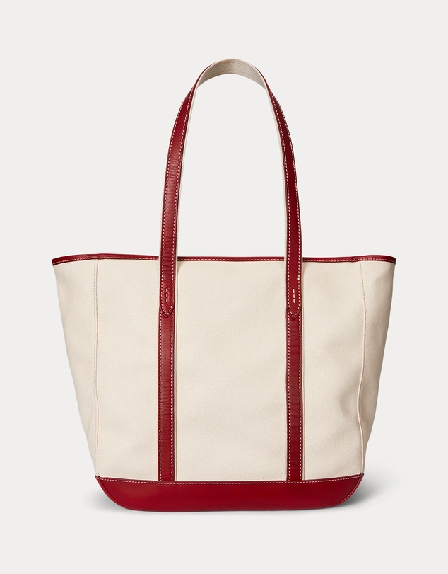 Polo Ralph Lauren - Leather-Trim Canvas Medium Shopper Tote