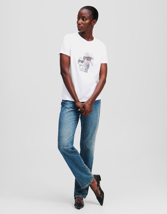 Karl Lagerfeld - Ikon Karl & Choupette Rhinestone T-Shirt