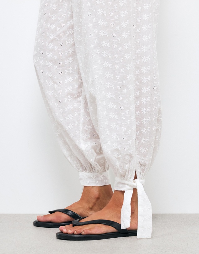 AERE - Tansy Embroidered Barrel Pants