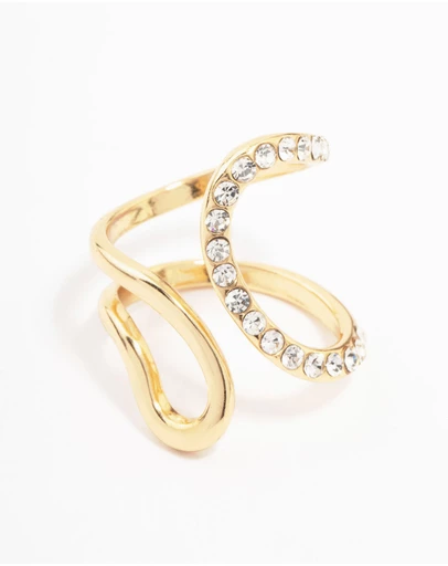 Lovisa - Gold Plated Diamante Trail Swirl Ring