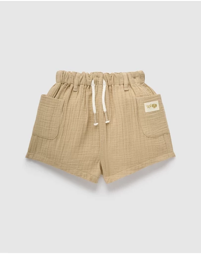 Purebaby - Crinkle Cotton Shorts-Babies