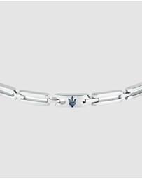 Maserati - Maserati Men's Iconic Stainless Steel Blue Logo Bracelet