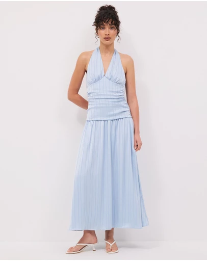 Calli - Sayer Satin Midi Halter Dress