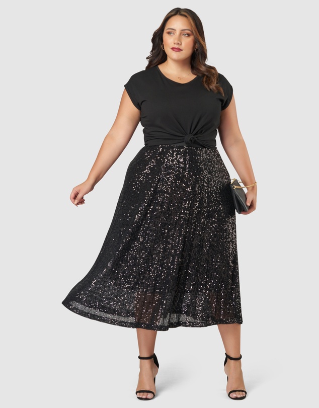 Pink Dusk by Curve Project - Sure Thing Sequin Skirt