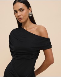 Revibe - Repaired CHANCERY Margot One Shoulder Drape Maxi Dress - AU 18