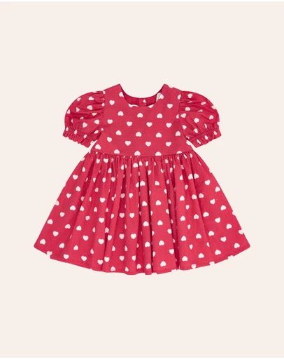 Huxbaby - I Heart You Puff Sleeve Dress - ICONIC EXCLUSIVE - Babies-Kids
