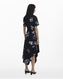 Desigual - Asymmetric dress with floral strokes