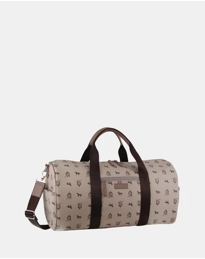 Pierre Cardin - Pierre Cardin Canvas Print/Leather Trim Art Design Duffle Bag