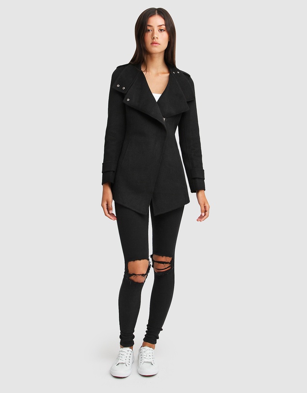 Belle & Bloom - Bad Girl Wool Blend Moto Coat