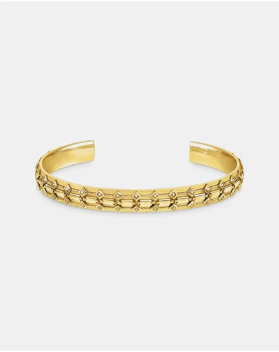 THOMAS SABO - Gold Wide Bangle with Crocodile Detailing
